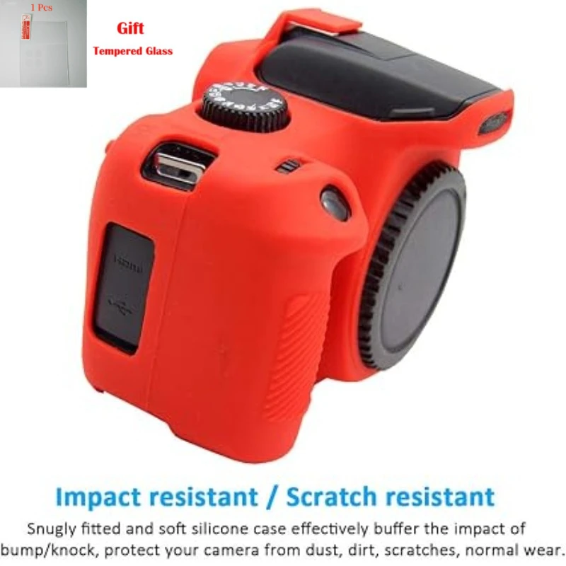 For Canon 3000D 4000D Protective Silicone DSLR Skin Cover, Anti-Scratch,Soft Body Protective Case + 1PCS Free Tempered Film