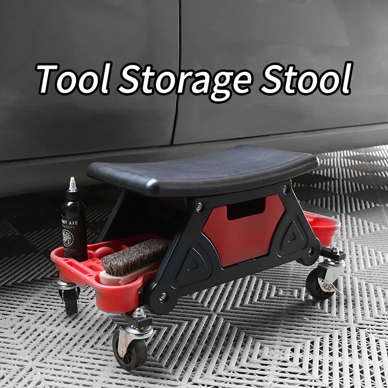 Work Tool Storage Stool with Wheel Multifuncational Bench for Automobile Beauty Polishing Car Wash  Outdoor Garden Working