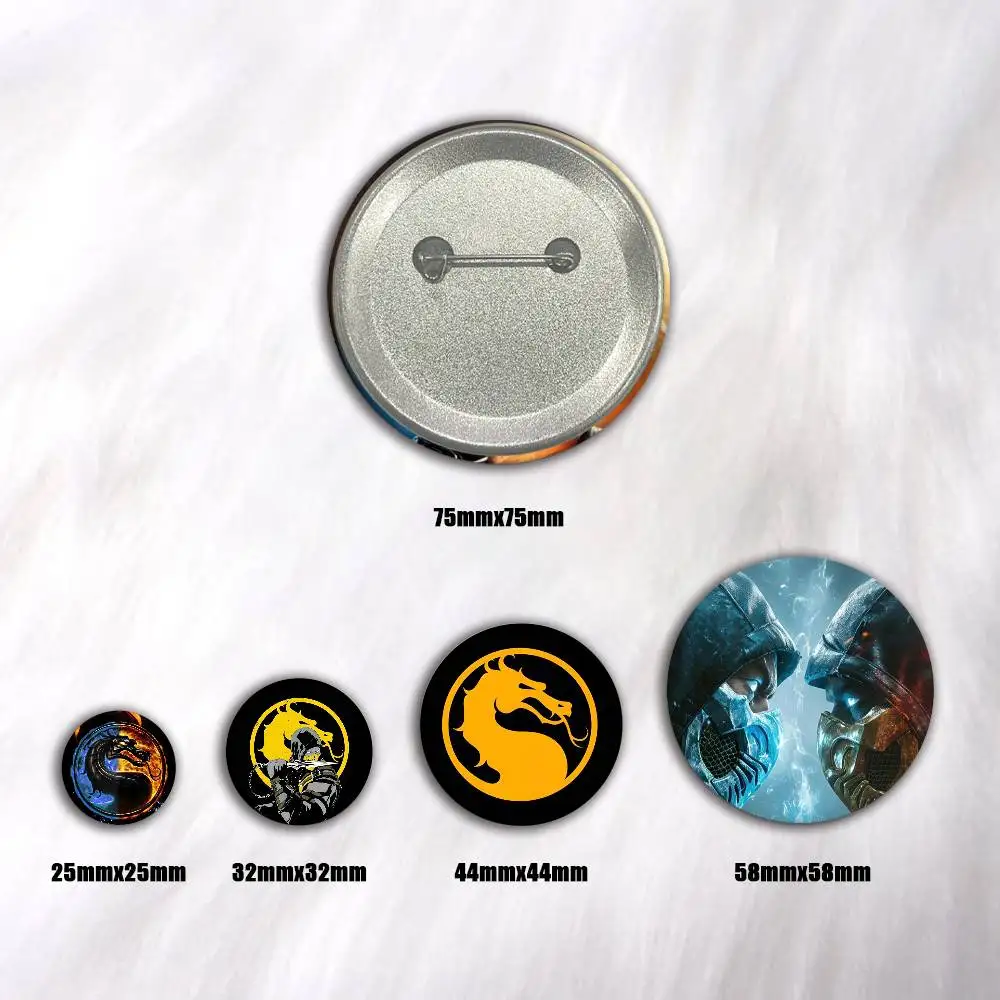 Mortal K-Kombat S-Subzero Snap-in Pins Cartoon Character Round Creative Brooches for Backpack Accessories Jewelry Gifts