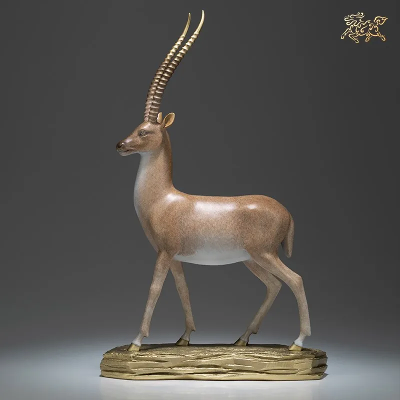HOME OFFICE BAR club High grade decorative ART Bring GOOD LUCK Success Tibetan antelope bronze Sculpture Spiritual ART