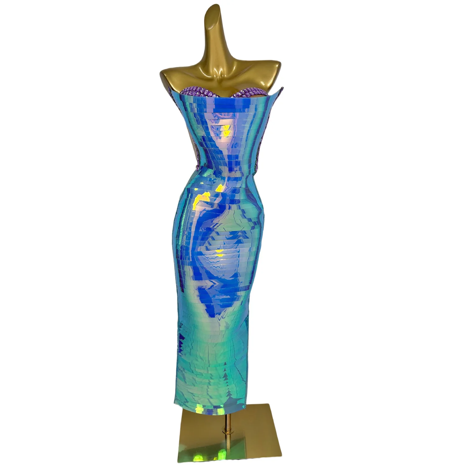 Vestido de Festa Longo Azul Luxuoso Sem Alças para Mulheres, Vestido de Gala para Ocasiões Especiais Dianti