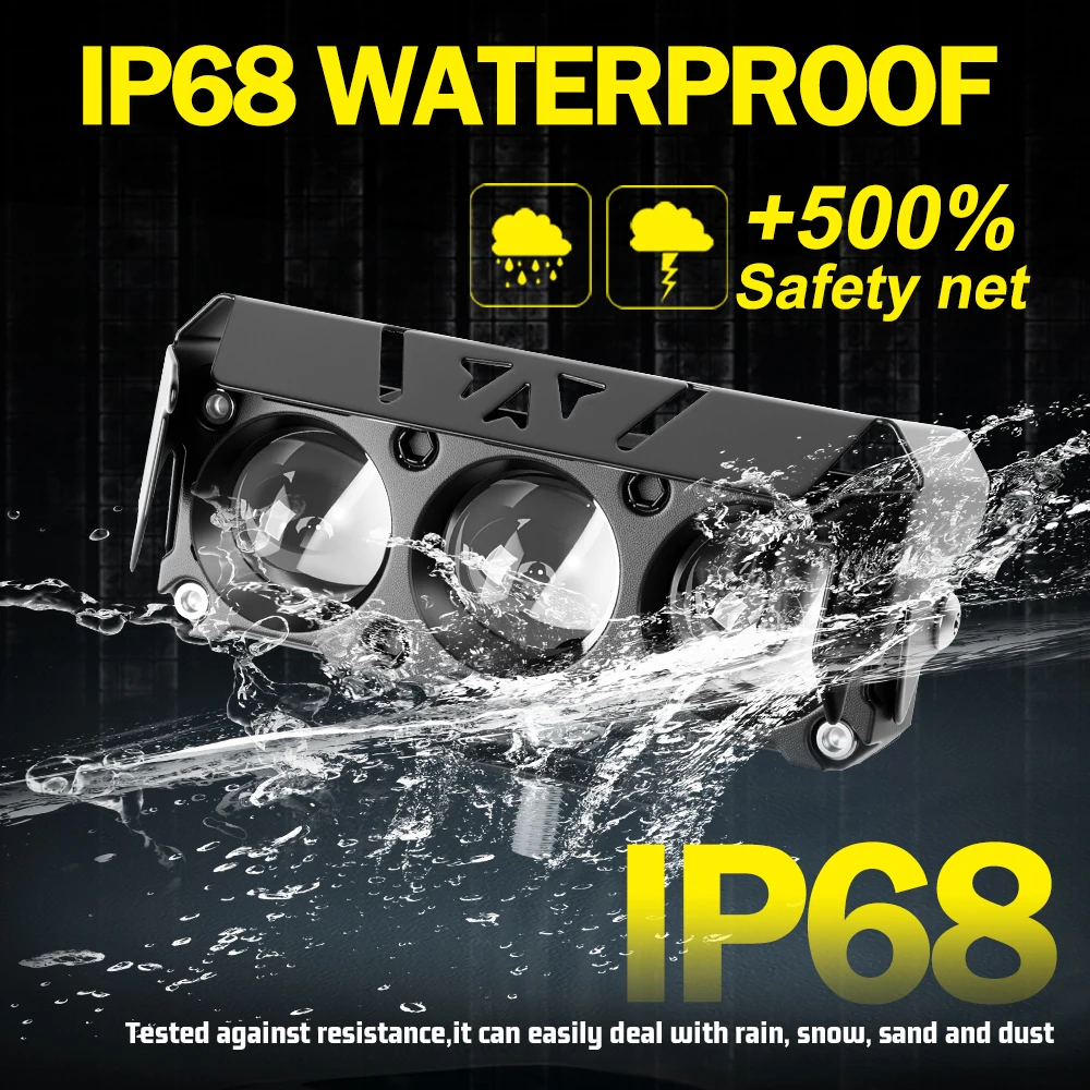 HL دراجة نارية LED كشافات سيارة المصابيح الأمامية السيارات الأضواء مصباح العارض عدسة مزدوجة اللون بقعة مساعد القيادة ضوء 12 فولت #5