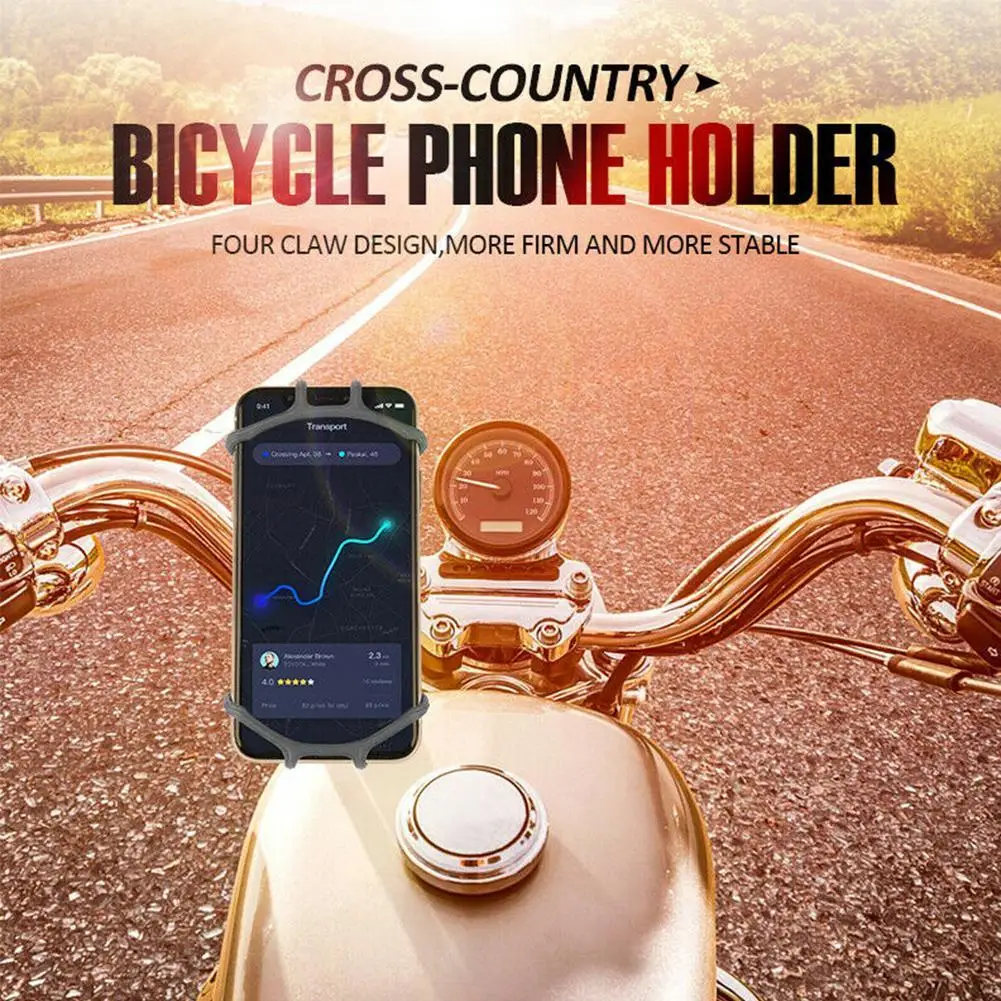 360 Rotatable Silicone Phone Stand Universal Mobile Phone Holder for Bicycle Motorcycle Anti-Slip Safety Design Adjustable Rod ﻿