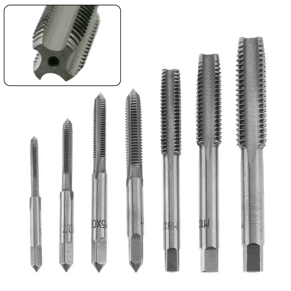 7Pcs M3-HSS Metric Straight Fluted Screw Thread Tap Spiral Pointed Drill Bits Set For Auto Machinery Repairing Hand Tools