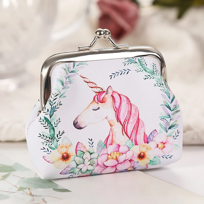 12 PCS PU Leather Fashion Coin Purse Unicorn Cartoon Lovely Women Small Change Money Bags Key Holder Case Wallet Mini Pouch