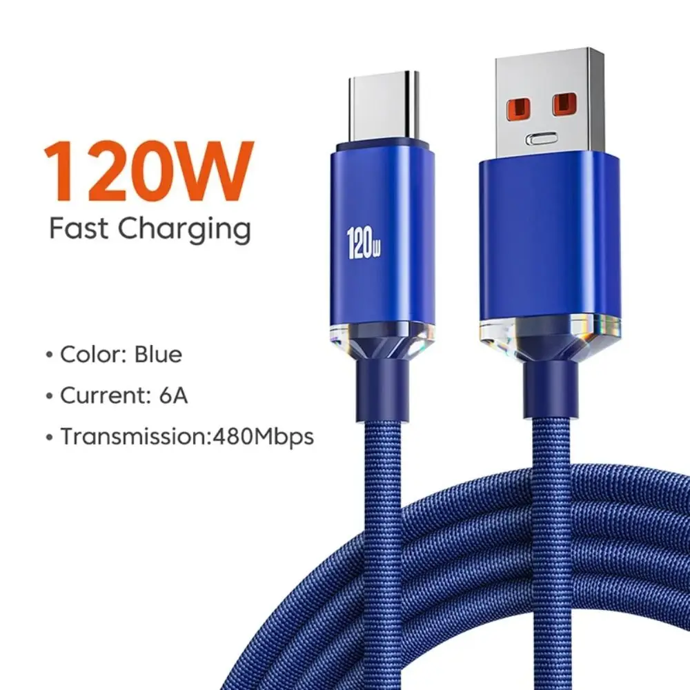 2024 USB 3.0 6A Quick Charge Cable High Speed 25cm/1m/1.5m/2m 120W Fast Charging Cable Transmmsion Type C Charging Cable