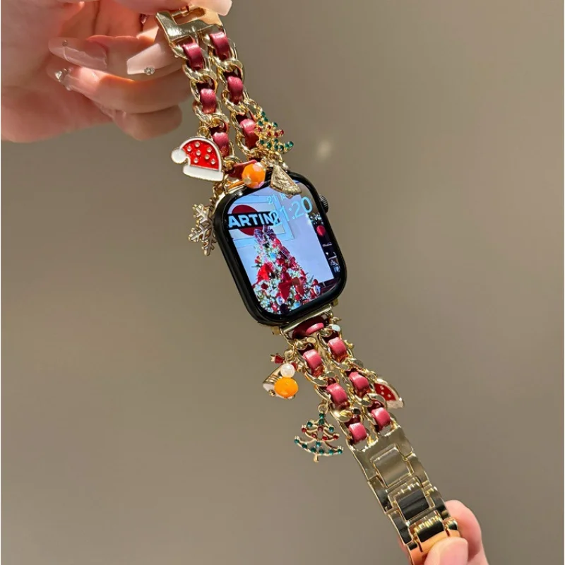 

Christmas Gift Strap for Apple watch band 45mm 44mm 42mm 40mm 41mm 49mm 38mm, bracelet correa iWatch Series 8 7 6 9 SE ultra 5 4