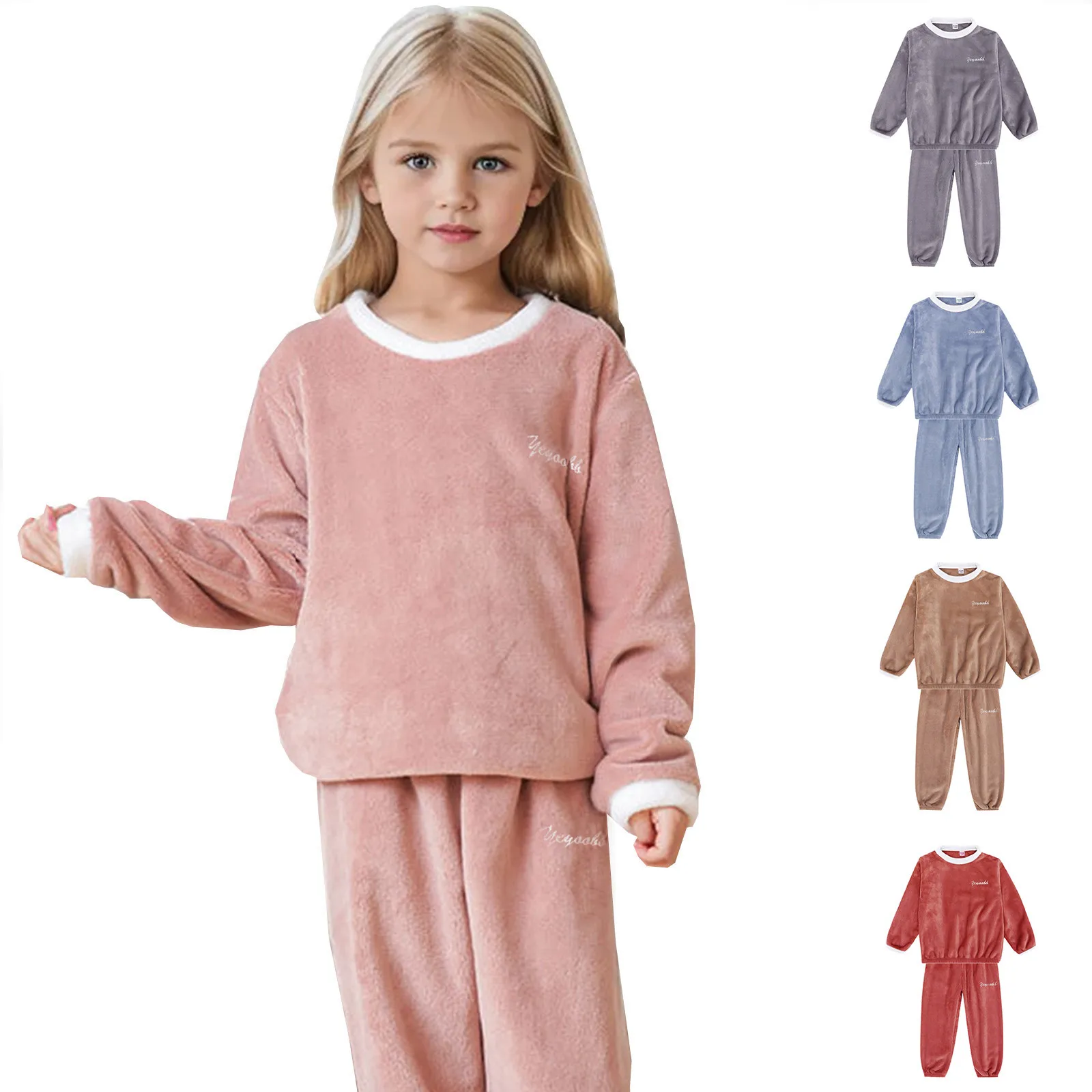 

Autumn Winter Thick Flannel Fleece Children Clothing Baby Pajamas Set Girls Boy Sleepwear Sets Warm Home Suits Kids Clothes 2Pcs