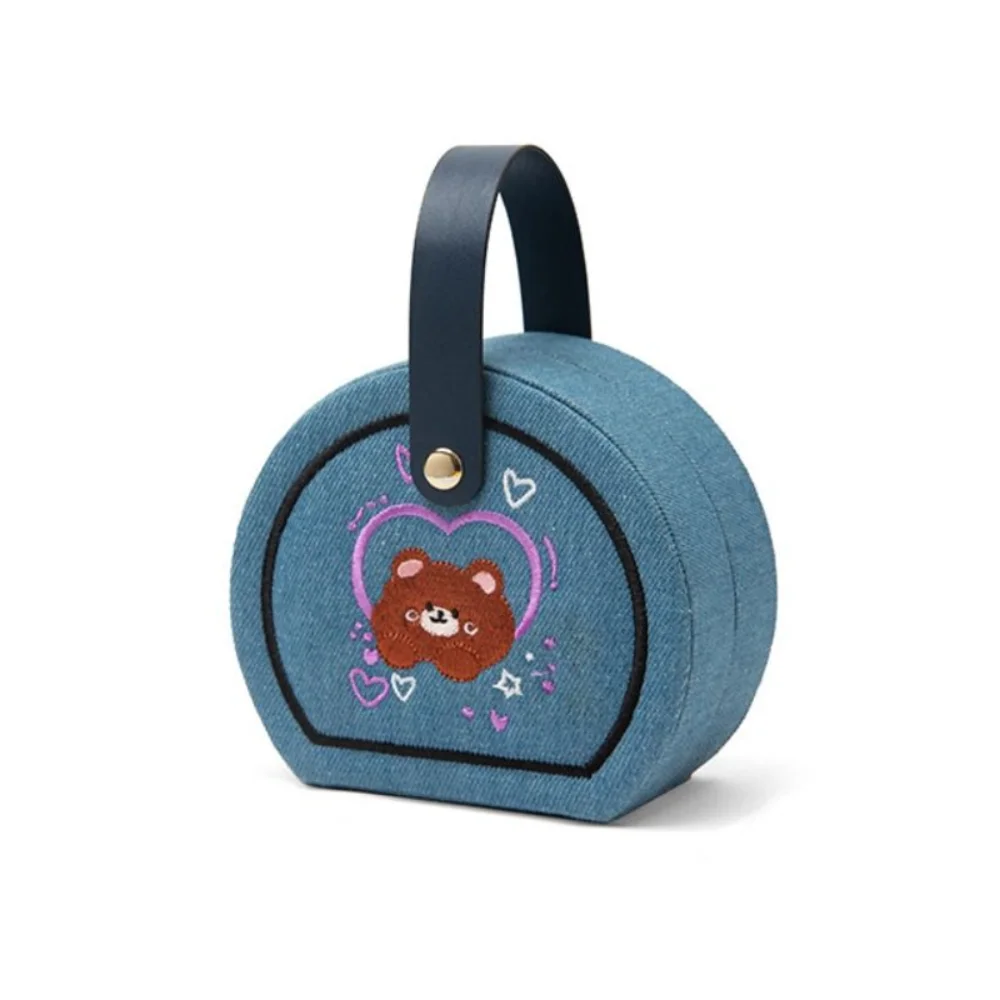 

Embroidered Jewelry Storage Box Earrings Jewelry Display Travel Portable Handbag Organizer Dustproof Gift Packaging Box Bracelet