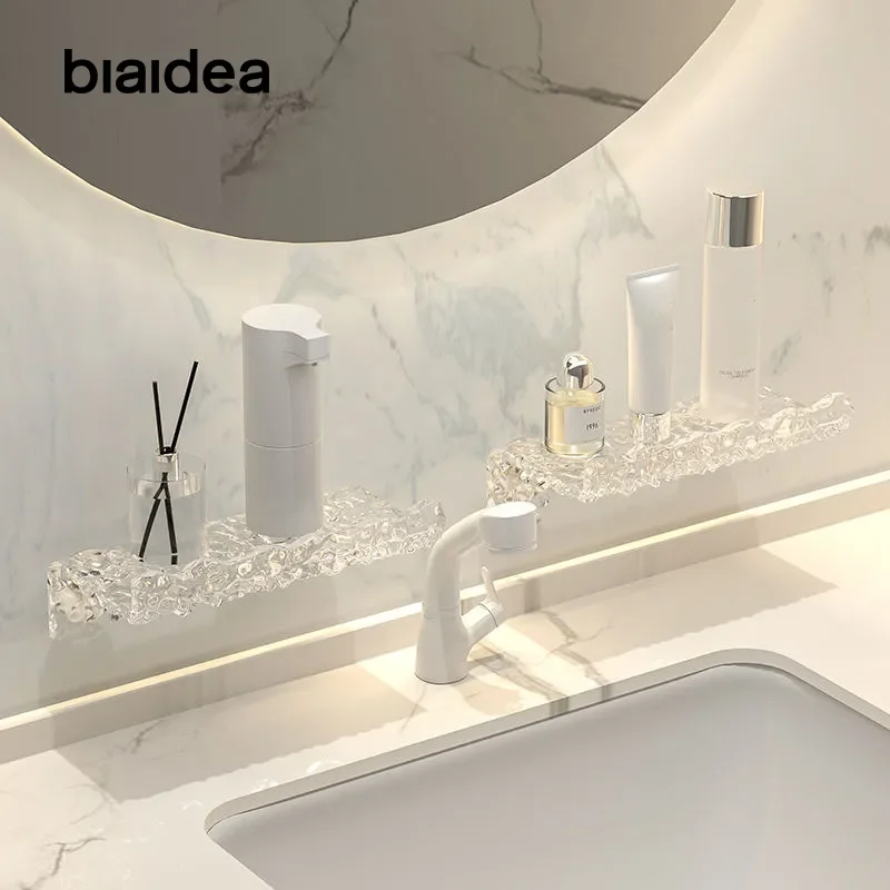 Acrylic Faucet Shelf, Sink, Bathroom Cosmetics Storage Rack, Sink, Washbasin, Non-perforated Hanger