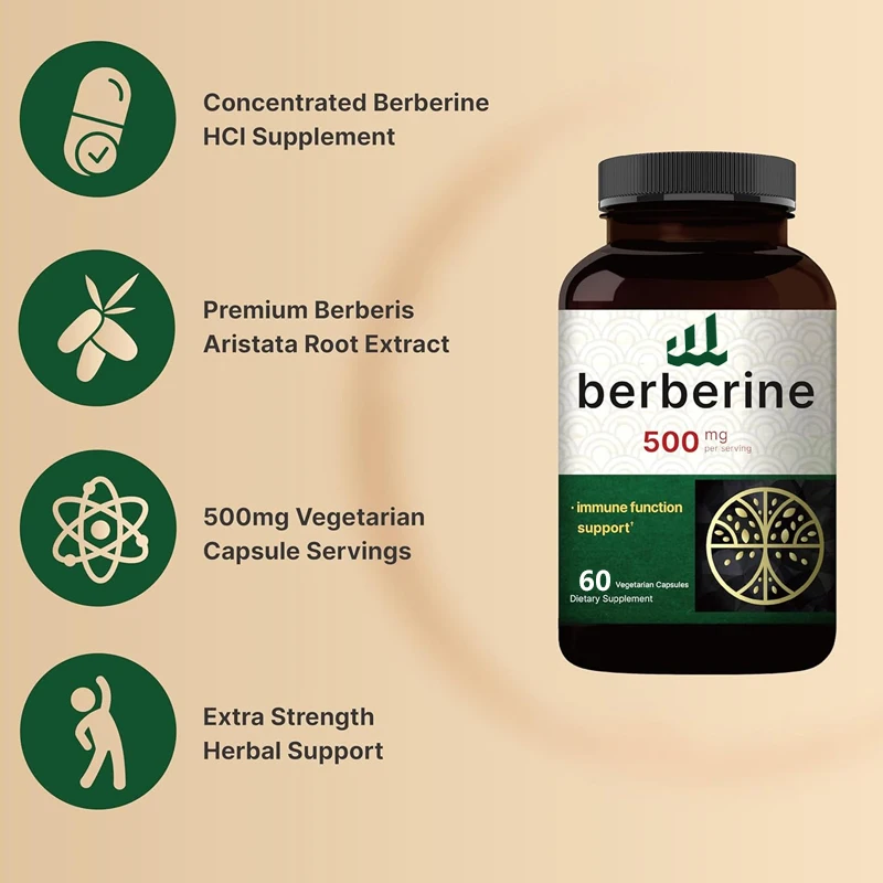 Berberine supplement 500mg | 97% pure aspartic acid HCL -5:1 root extract - plant-based, vegetarian, non GMO