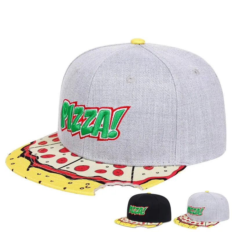 Unisex Letter Embroidery Pizza Printing Hip-hop Hats Outdoor Adjustable Casual Baseball Caps Sunscreen Hat