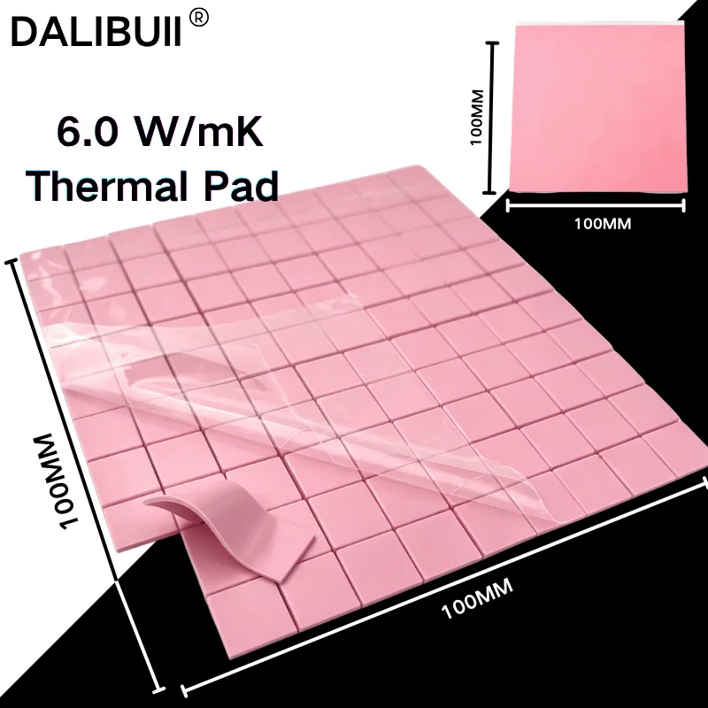 

100pcs High Performance 6.0 W/mK 0.5/1.0/1.5/2.0/2.5mm Thermal Pad GPU CPU Heatsink Cooling Conductive Silicone Pad
