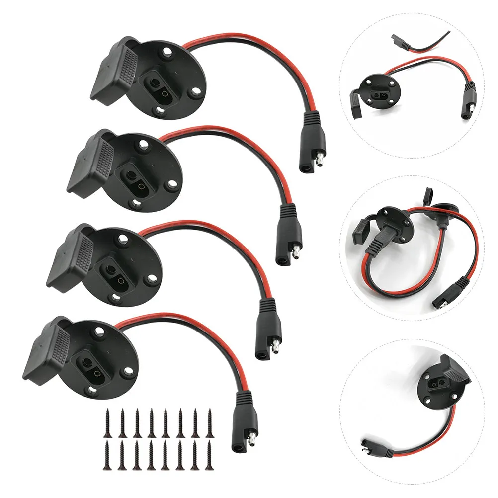 

4Sets Solar Connector Sae Power Socket Sidewall Port Flush Mount Panel Battery Charger Quick Release Cable for Motor Vehicle