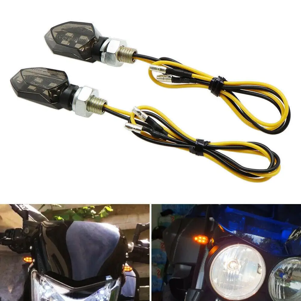 2pcs Mini Universal Motorcycle LED Turn Signal Indicators Light Amber Blinker Led Motorbike Super Bright Lamp