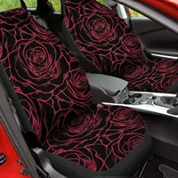 Print Red Rose Flowers Line Design Car Seat Covers Set for Womens Mens 2pcs Paisley Flower Style Auto Front Seat Protector