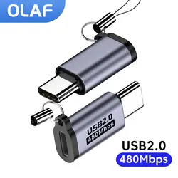 Adaptador Micro USB a tipo C, conector de transferencia de datos de carga rápida de 480Mbps, convertidor tipo c macho a ios hembra para teléfono Android