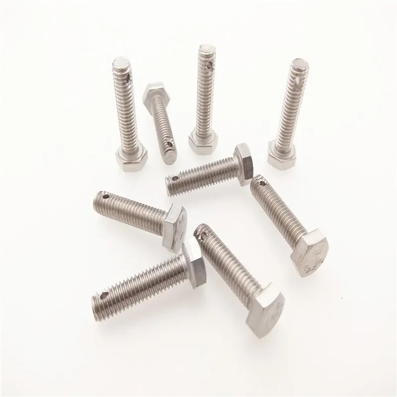 304 stainless steel tail hexagonal screw with hole GB31.1 screw with hole perforated shaft bolt M6M8M10M12M16