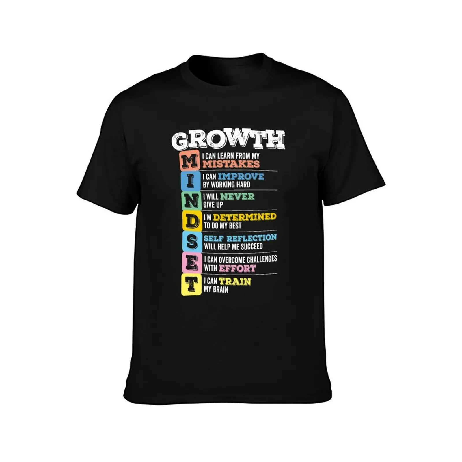 Growth Mindset Meaning T-Shirt, Summer Casual Cotton Tee, Oversized Streetwear Tops, Vintage Graphic Print, Unisex Men Women