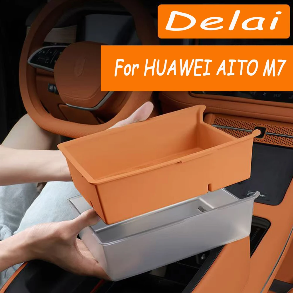 

For HUAWEI AITO M7 2024 Car styling central control storage box central double-layer armrest box storage box car accessories