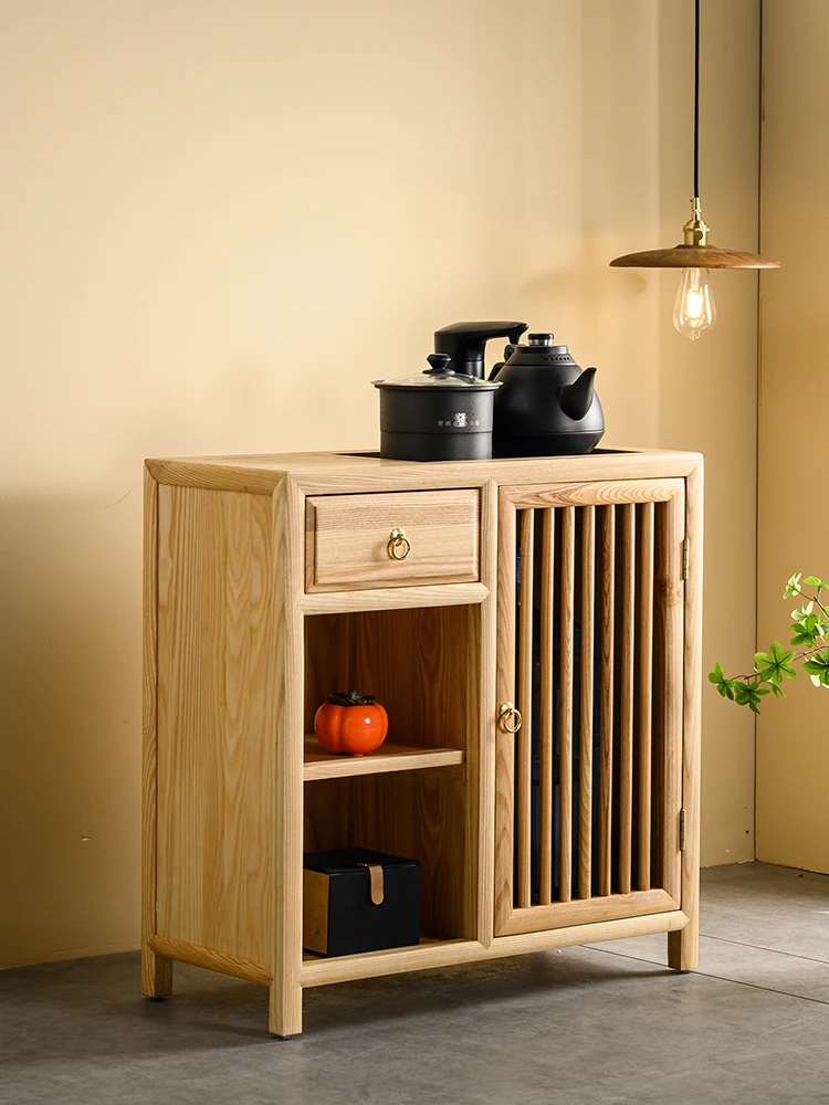 

Ash wood tea cabinet several cabinets beside the tea table Home small tea table automatic kettle all-in-one log teacomplete.