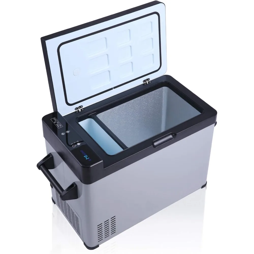 

52-Quart Portable Refrigerator Freezer, 2 IN 1, -7.6°F to 68°F Quick Cooling 12V Portable Car Refrigerator with LCD Display for