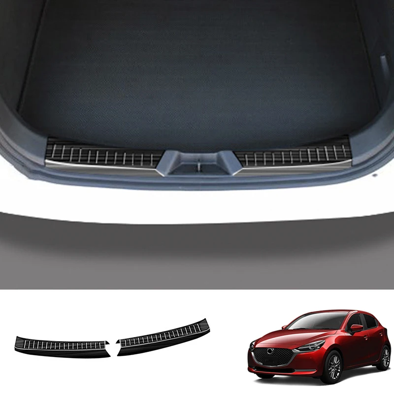 For mazda 2 stainless steel Interior Rear Bumper Protector Door Sill Trunk Tread Plate Molding Cover Trim Accessories