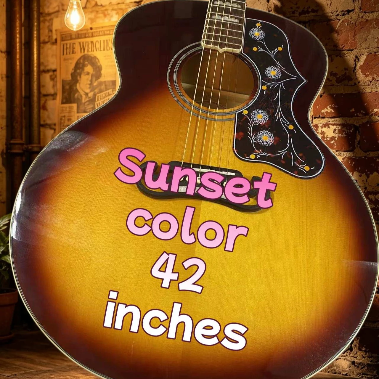 Acoustic  Guitar J200 42 Inch Maple Side Panel Spruce Solid Top Free Shipping Flower Shell Inlaid Protective Board