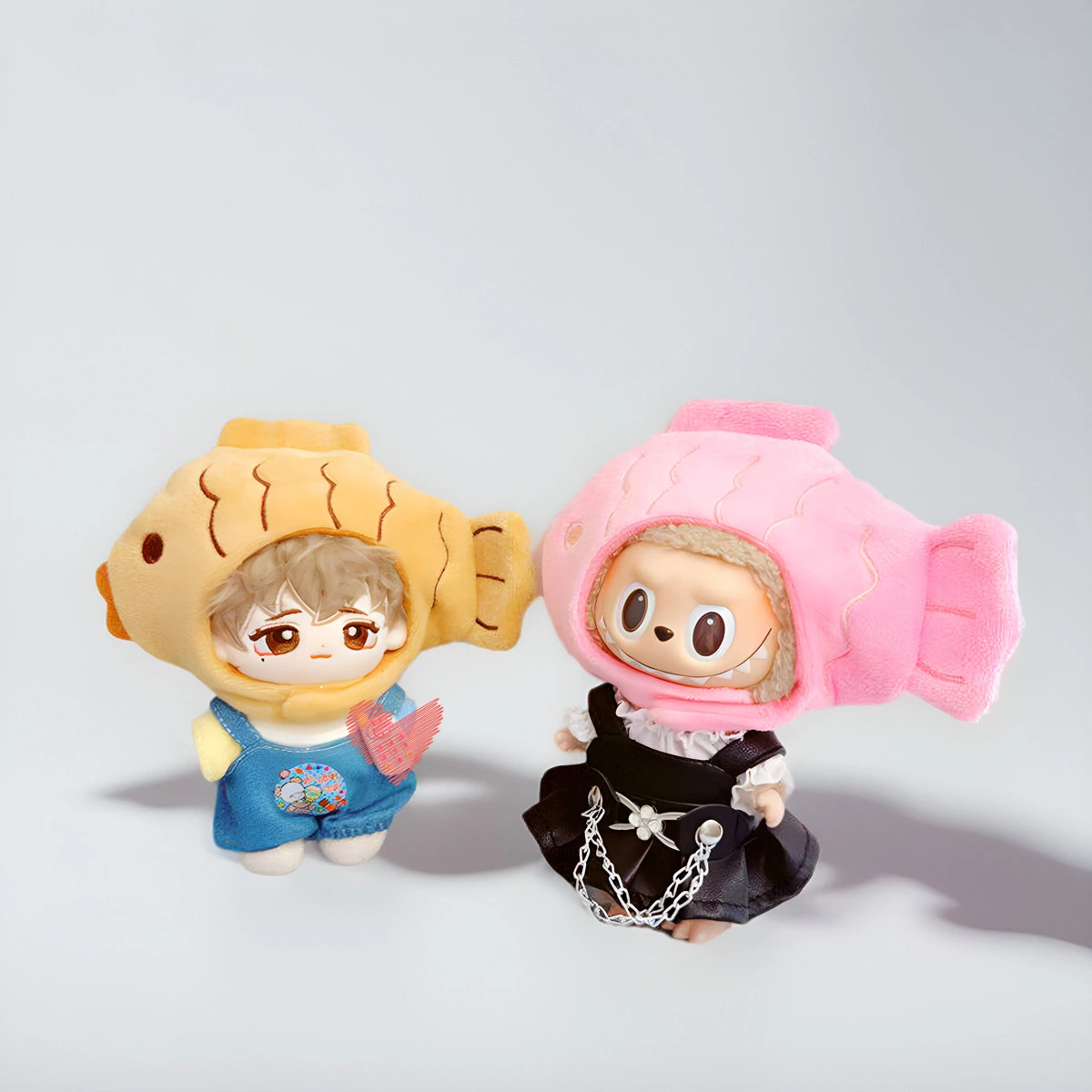 Cute Mini Plush Doll Clothes Outfit Accessories  For 10cm Idol Cotton Doll As for 17cm Labubu Dolls Overalls Hat  Dress Diy Toy