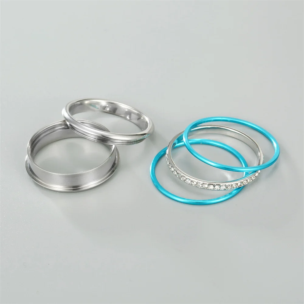 Koaem Stainless Steel Ring Interchangeable Accessories Ring Multilayer Geometric 6mm Width Combination Rings For Women