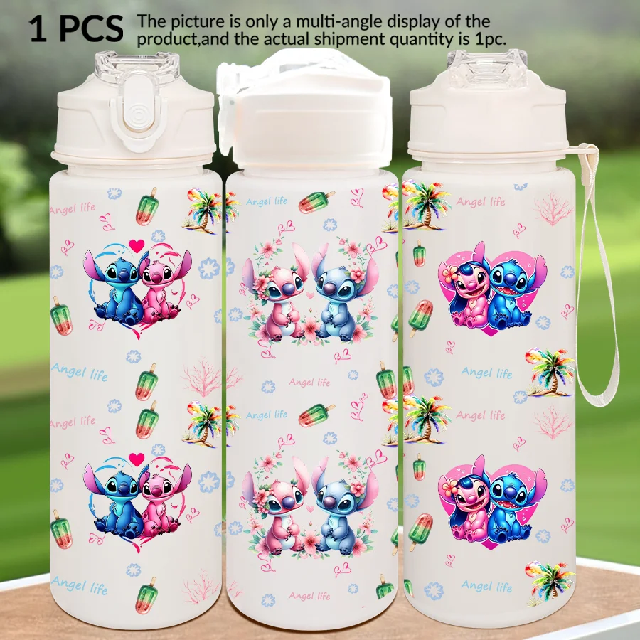 1 قطعة ديزني ستيتش الملاك المطبوعة 23-32 أوقية زجاجة ماء متعددة البلاستيك المحمولة كوب ماء رياضي هدية عيد ميلاد