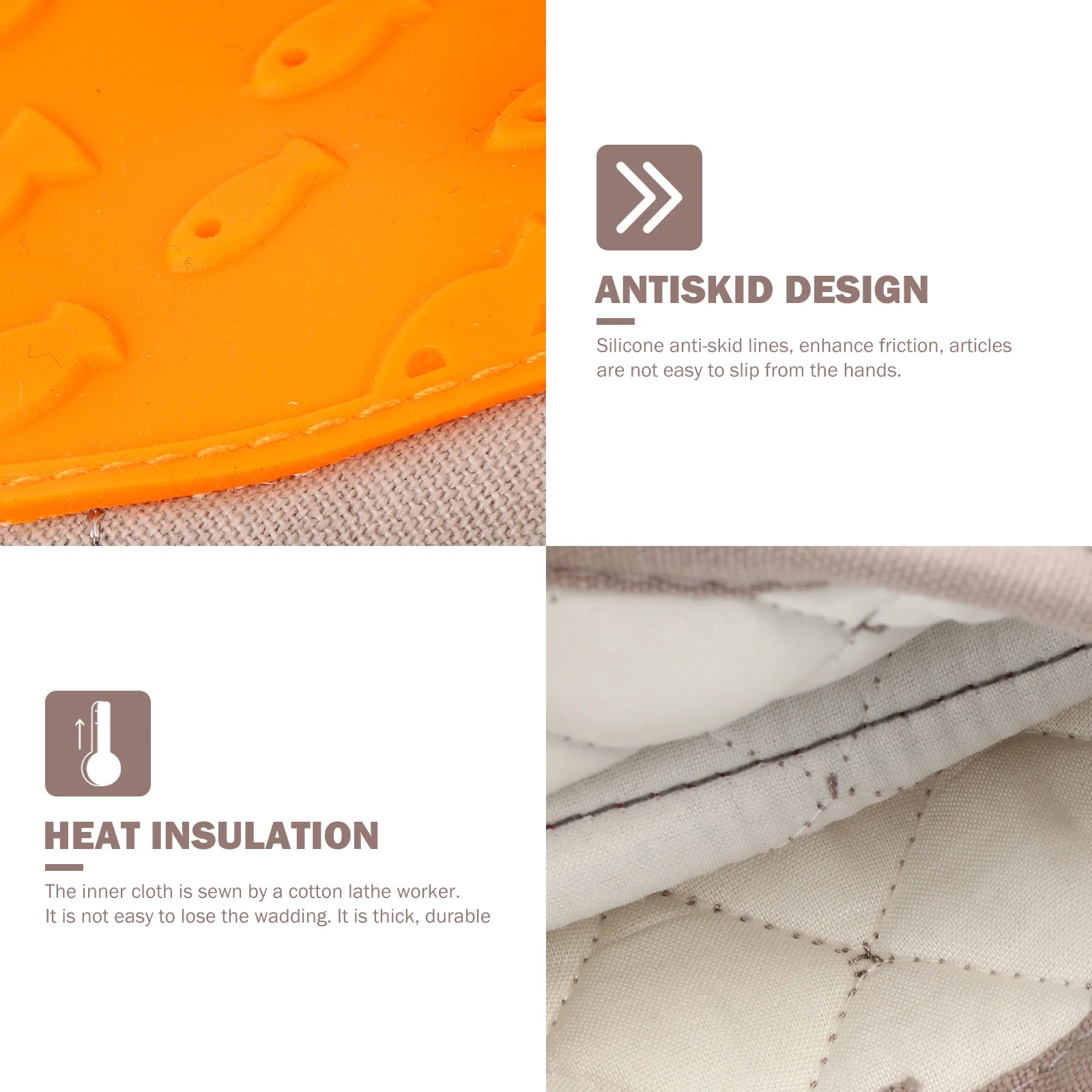 

2Pcs Heat Resistant Silicone Oven Mitts Anti-Scald Cooking Gloves Non-Slip Kitchen Accessory for Baking Grilling