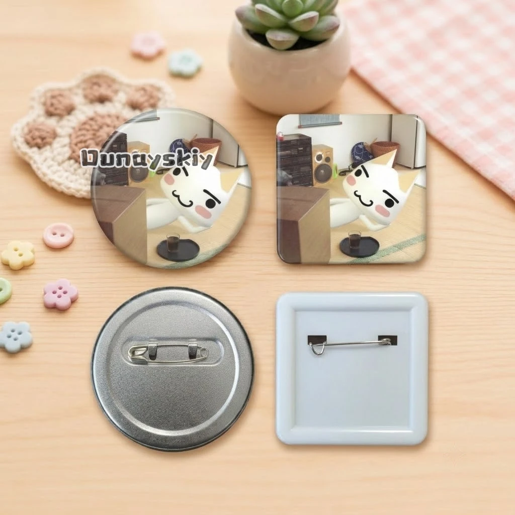 KS*27Toro Inoue Doko Demo Issyo Can Badge Set Anime Pin Brooch Inoue Toro Sony Mascot Cat Kawaii Collectible Button Gift Tor