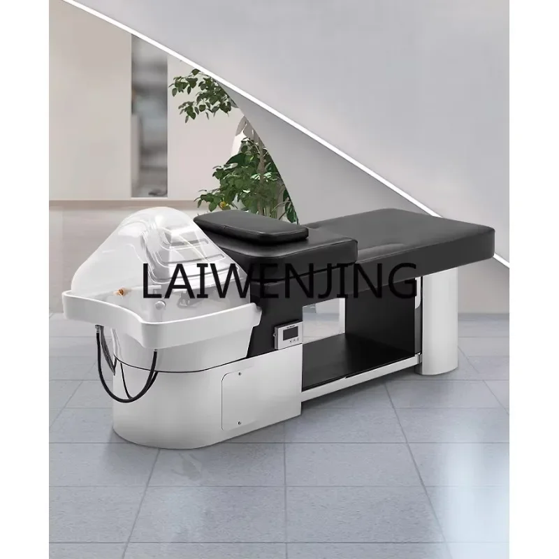 b Hair Salon Stainless Steel Shampoo Chair for Hair Salon Corpse Pose Ceramic Basin Shampoo Chair