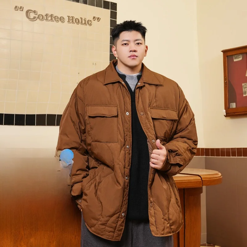 

Lightweight 90 down Loose Fit Men's Puffer Jaet Collared Casual Sle Warmth Daily Wear No Hood 3D Windproof Design