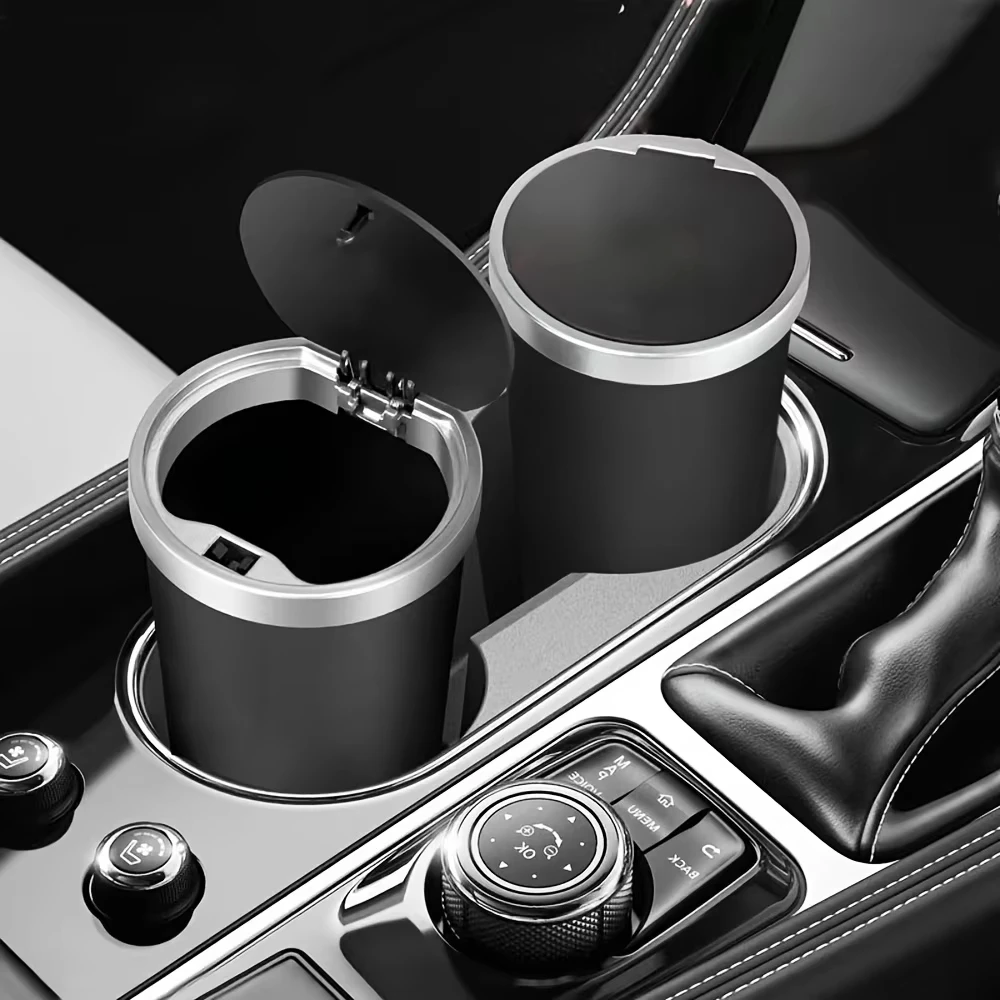 Mini Basurero Compacto a Prueba de Fugas para Auto con Tapa Emergente de Fácil Presión, Contenedor de ABS Resistente, Impermeable y Antiolores para Portavasos
