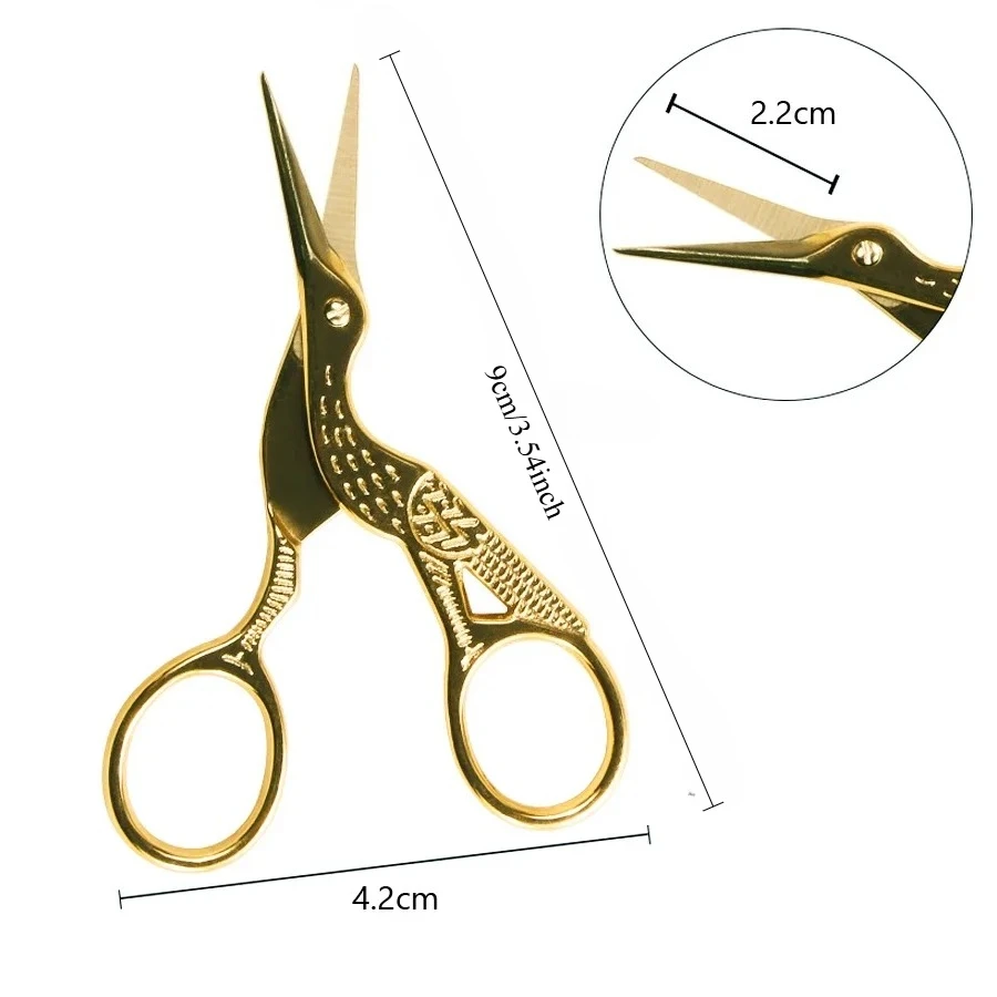 Vintage Retro Gold Steel Sewing Scissors Cross Stitch DIY Handicraft Manicure Nail Cutting  Craft Household Hand Jewelry tools view 6