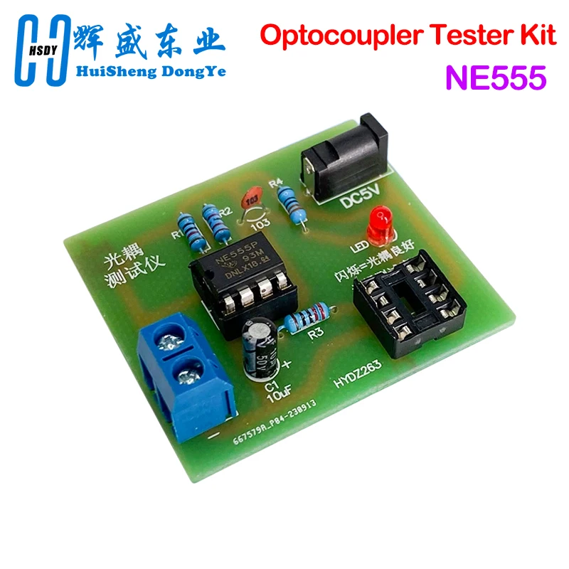 Optocoupler Tester Kit 555 Application Circuit Board Practice Welding DIY Electronic Spare Parts Kit Without DC Cable