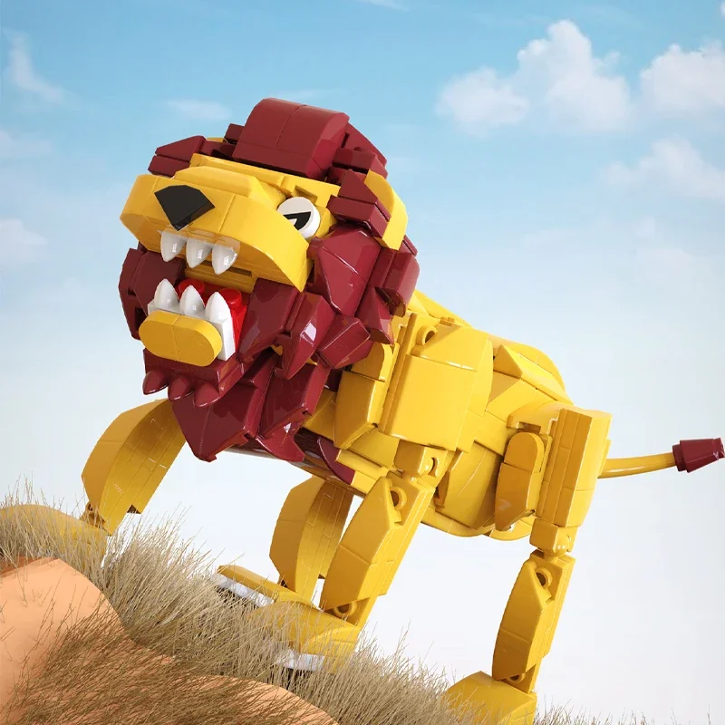 المراعي 4 في 1 الحيوان اللبنات الإبداعية نموذج مجموعات الأسد DIY الطوب ألعاب تعليمية للأطفال الأطفال هدايا عيد ميلاد