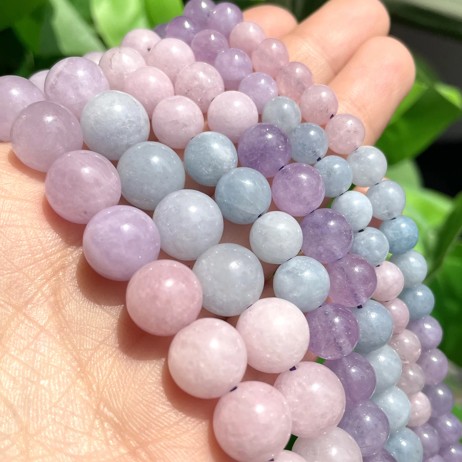 Natural Stone Purple Morganite Beads Round Loose Spacer Gemstone Beads 6 8 10mm for Jewelry Making Bracelets DIY 15\