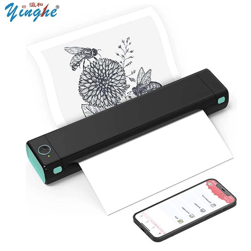 Yinghe Wireless Inkless A4 Paper Portable Thermal Printer For Home Office Business Support Mobile Phone Computer Bluetooth