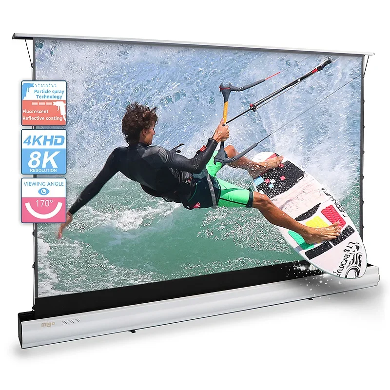 MIGO Hot Selling Super Luxury Projector Screen Floor Rising for Short Throw Projector Office Home Cinema