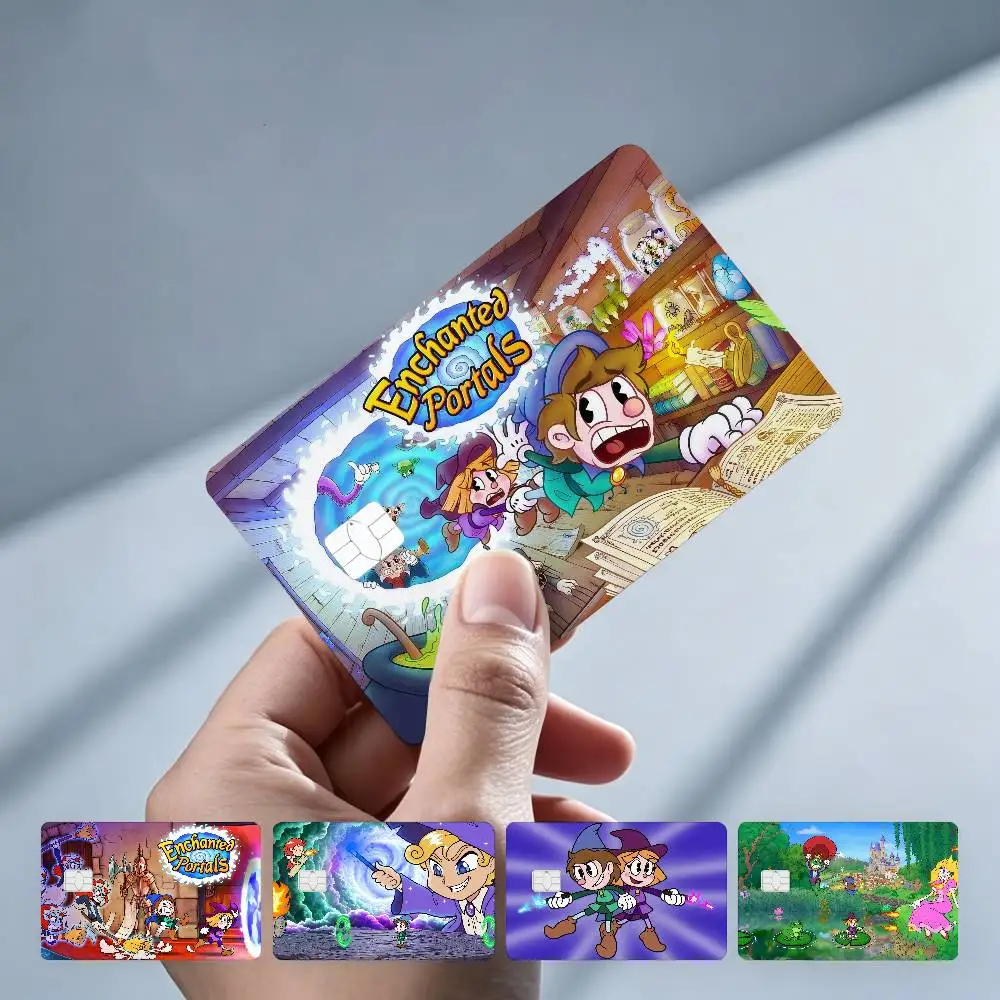 E-Enchanted P-Portals Game 4PCS!Trendy & Cool Business-Style Bank Card Sticker — Suitable for Debit Card Decoration