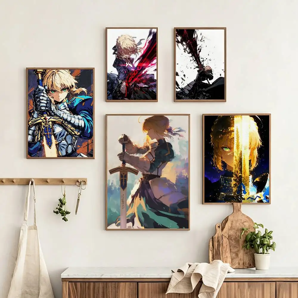 Fate S-Saber Cool Alter Customizable HD Self Adhesive Waterproof Wall Art Poster