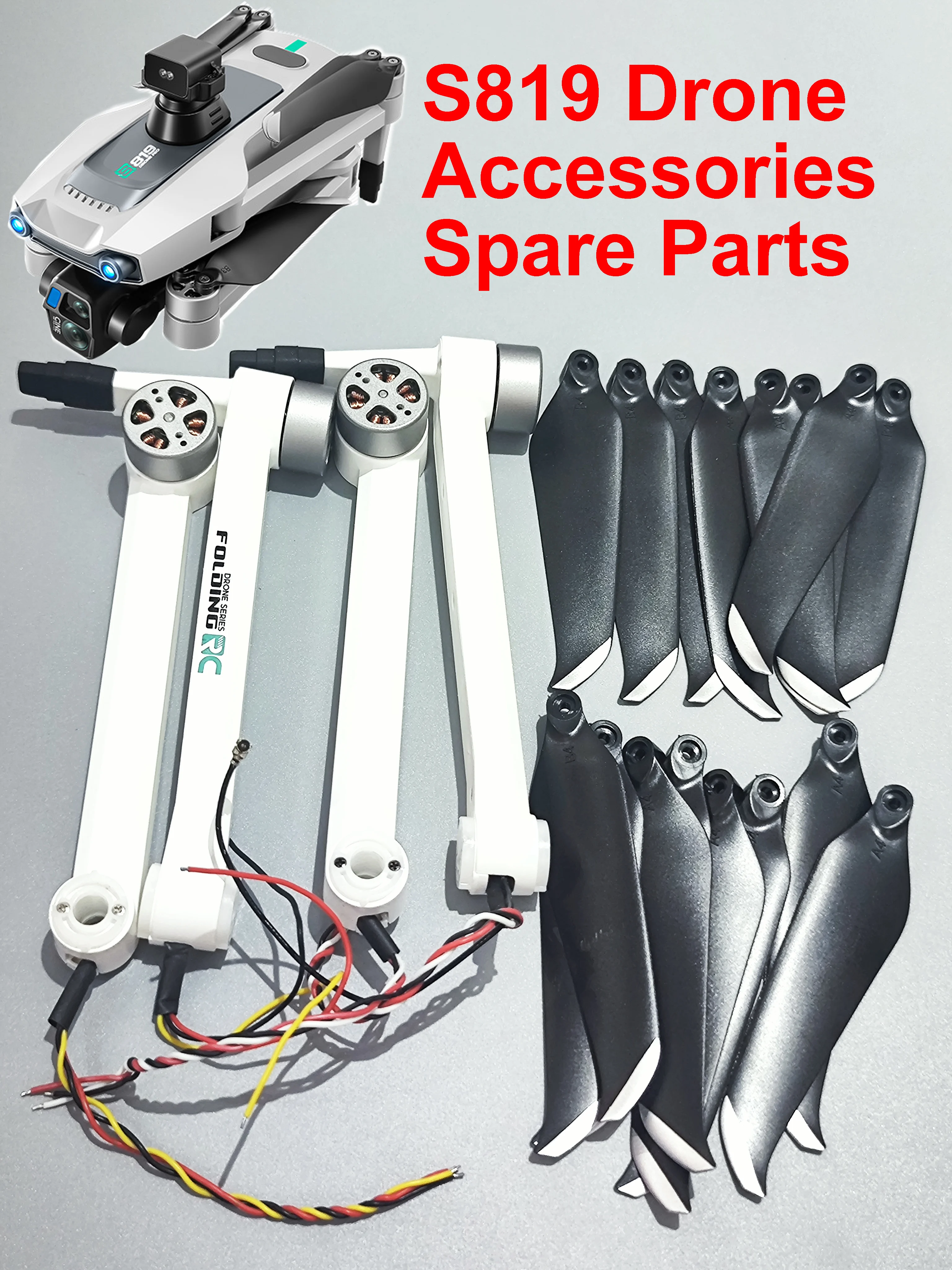 S819 PRO Drone Dual Cameras 3-Axis RC Quadcopter Spare Parts WiFi Board/Main board/Motor Arm/Body/Blade Props/Obstacle Avoidance
