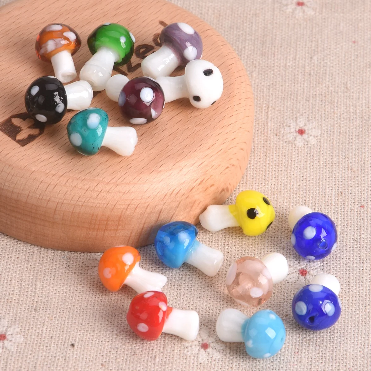 10pcs Mushroom Shape 10x13mm 12x16mm 15x18mm Handmade Lampwork Glass Loose Beads for DIY Crafts Jewelry Making Findings