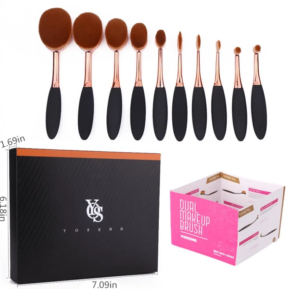 Makeup Brushes Set 10Pcs Professional Oval Toothbrush Foundation Cream Contour Powder Blush Conceler Eyeliner Blending Brush Ne