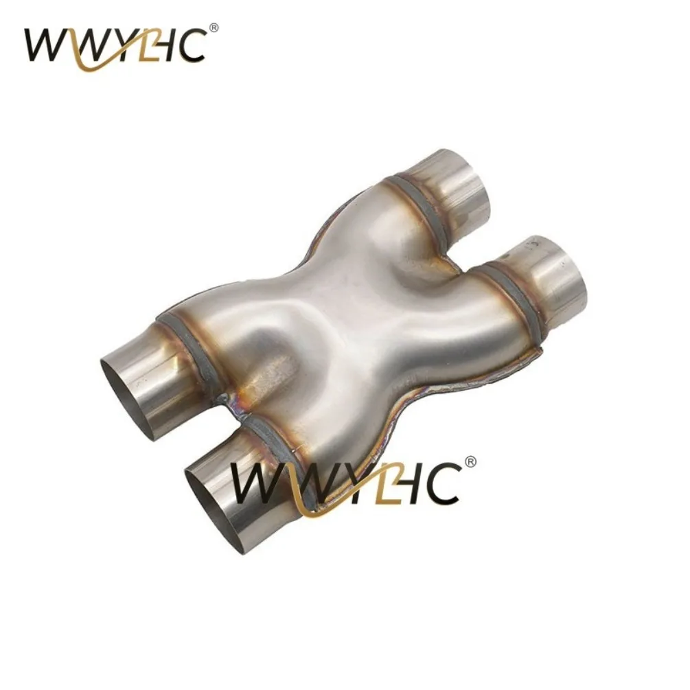 Car 409 Stainless Steel Exhaust Pipe Modified Y-type Three-way H-X Four-way Connection Pipe 51 57 63 76MM
