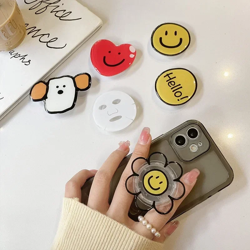 Korea Cute Acrylic Flower Universal Phone Holder  Support for IPhone Samsung Grip Tok Folding Finger Pocket Socket Stand