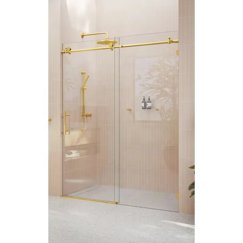 

Over 2025 Portable Gold Frameless Sliding Shower Door Bathroom Gold Shower Door
